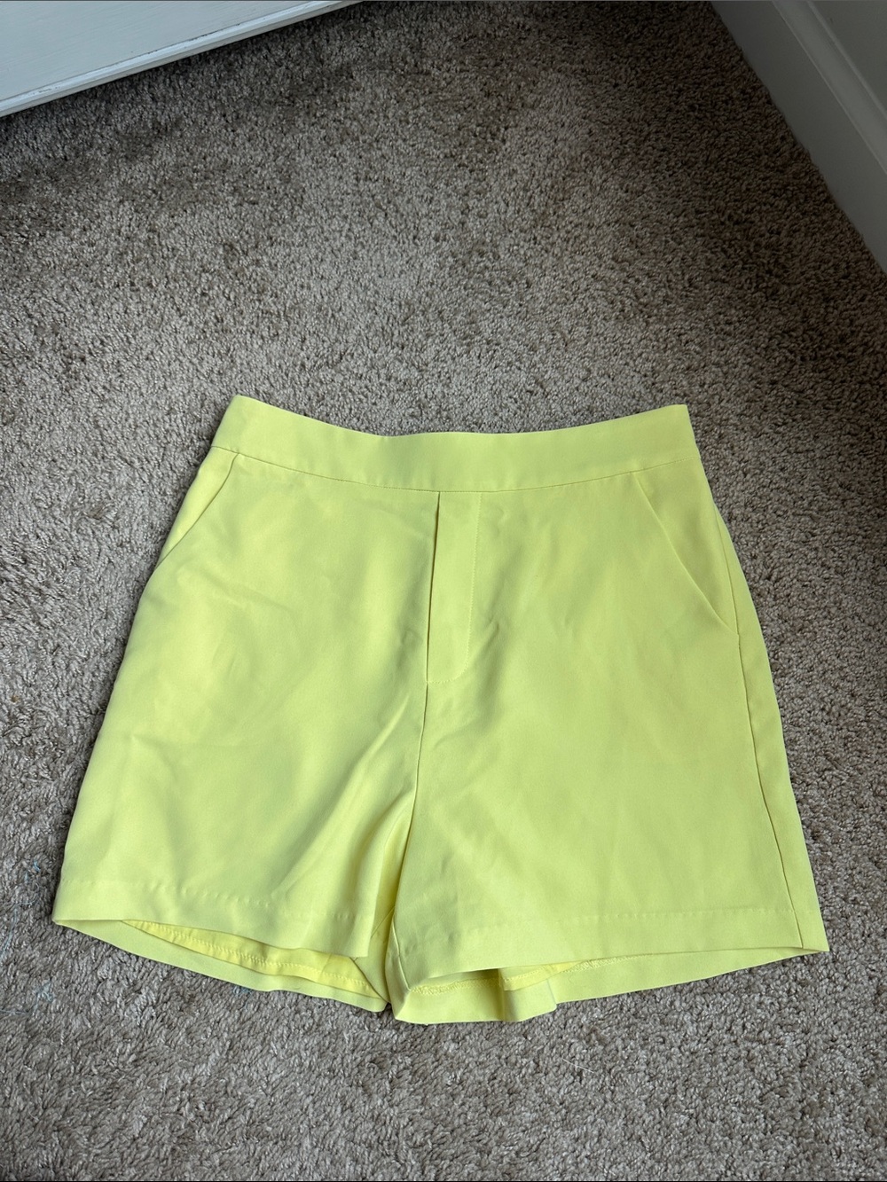 High-Rise Lemon Yellow Tailored Women’s Shorts